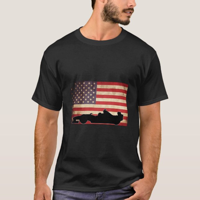 American Usa Flag Indy Car Fan Racecar Formula T Shirt (Framsida)