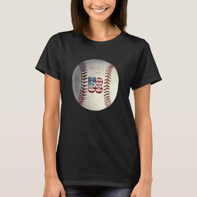 American USA Flag With Retro 58 Baseball Number 58 T Shirt (Framsida)