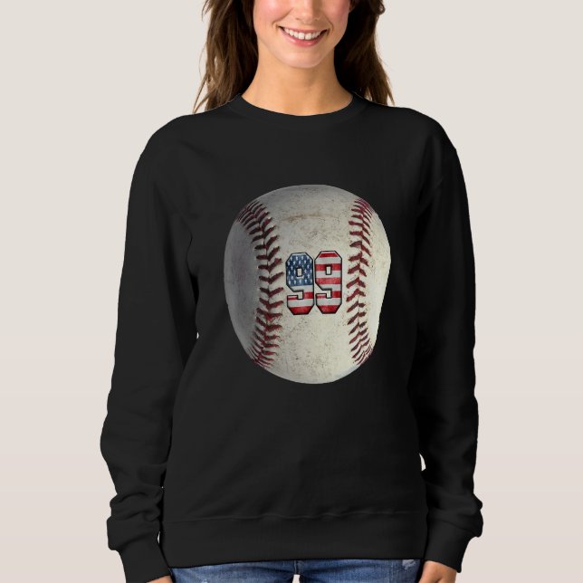 American USA Flag With Retro 99 Baseball Number 99 T Shirt (Framsida)