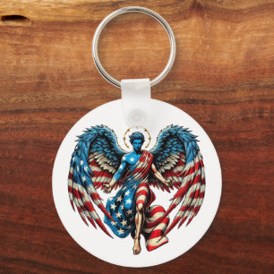 American USA flagga Angel Man Patriotic Art Nyckelring