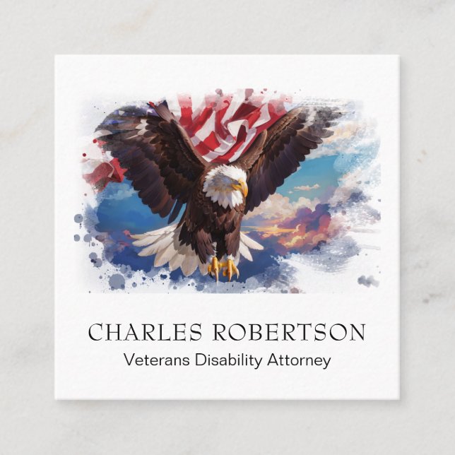 *~* American USA flagga Eagle Flies Sunset AP16 QR Fyrkantigt Visitkort (Framsida)