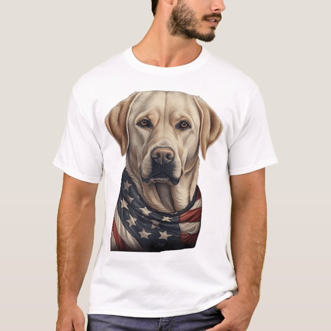 American USA flagga Lab Owner Gult Labrador Retrie T Shirt (Framsida)