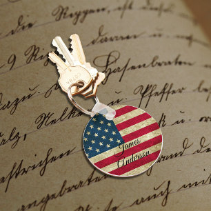 American USA flagga Monogram Patriotic Nyckelring