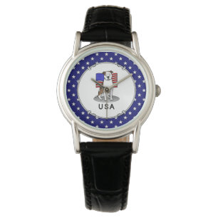 American USA flagga Pit Bull (lt brindle white 3) Armbandsur