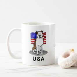 American USA flagga Pit Bull (lt brindle white 3) Kaffemugg