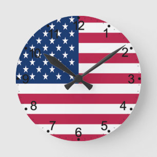 American USA flagga Pride Design-76353 Rund Klocka