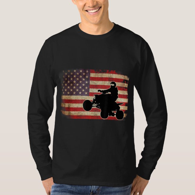 American USA flagga Quad Bike Four Wheeler Gift T Shirt (Framsida)