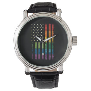 American USA flagga Rainbow Pride Gay Lesbisk LGBT Armbandsur