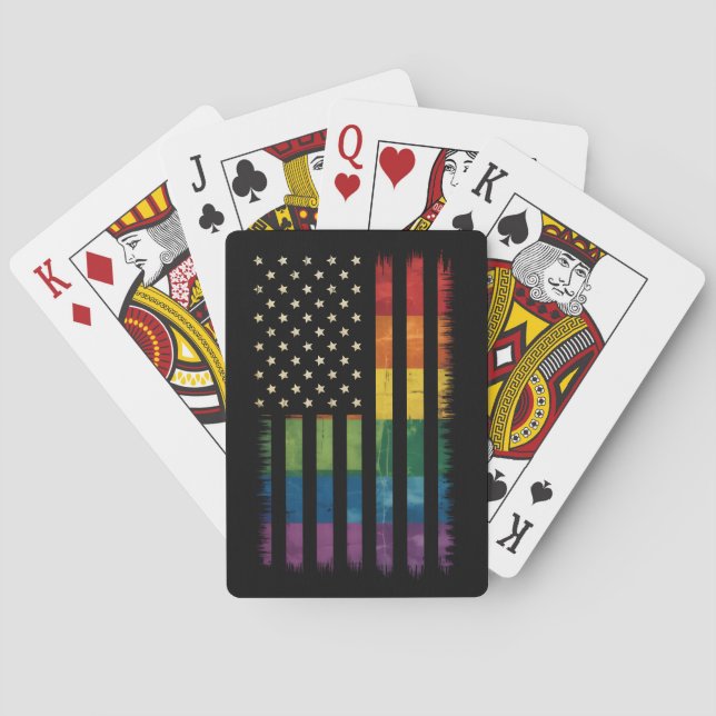 American USA flagga Rainbow Pride Gay Lesbisk LGBT Casinokort (Baksidan)