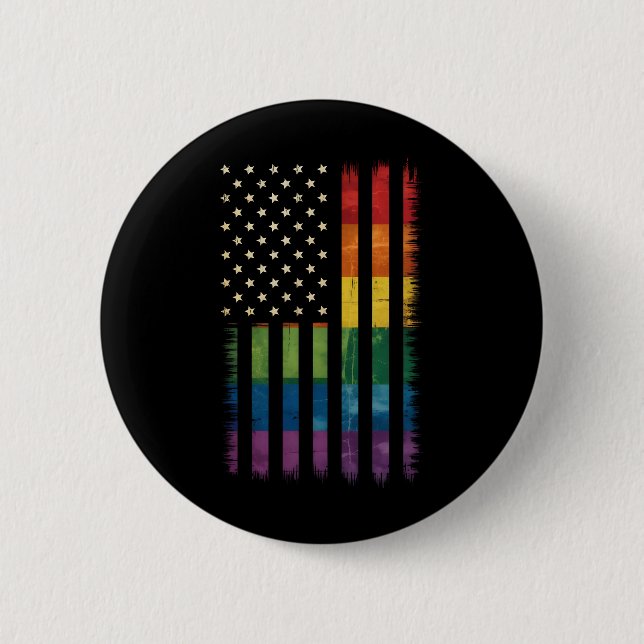 American USA flagga Rainbow Pride Gay Lesbisk LGBT Knapp (Framsida)