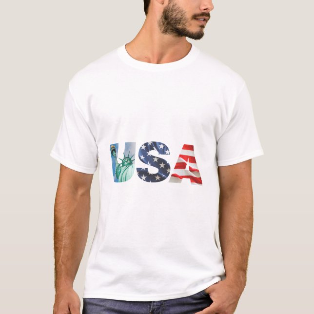 American USA flagga T-Shirt (Framsida)