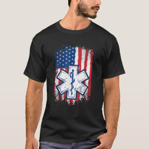 American USA flagga Thin White Line EMS EMT Parame T Shirt