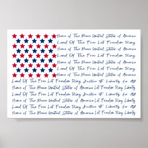 American USA flagga Typography Rött vitt blått Poster