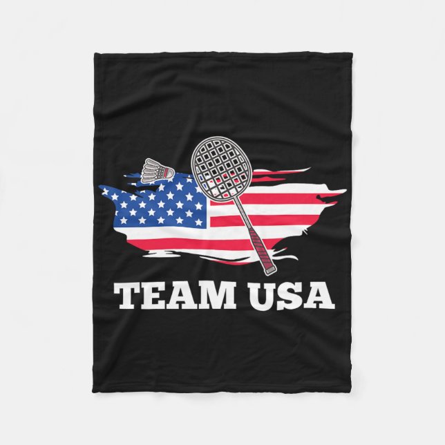 American USA Team Shuttle Racket Badminton Player Fleecefilt (Framsidan)