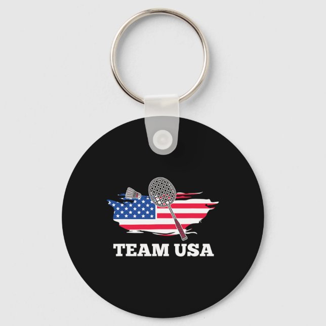 American USA Team Shuttle Racket Badminton Player Nyckelring (Framsida)