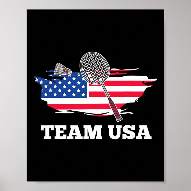 American USA Team Shuttle Racket Badminton Player Poster (Framsidan)