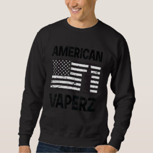 American Vaperz American Flagga med Vape Device Lång Ärmad Tröja