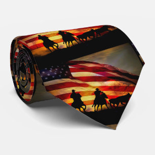 American Väster Cowboy and Flagga Tie Slips