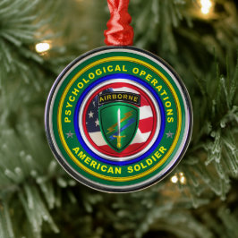 American Veteran Red White American Soldier Psych Julgransprydnad Metall