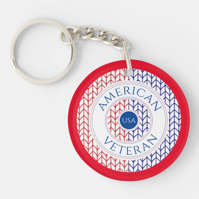 AMERICAN VETERAN Round Acrylic Keychain / Red (Framsidan)