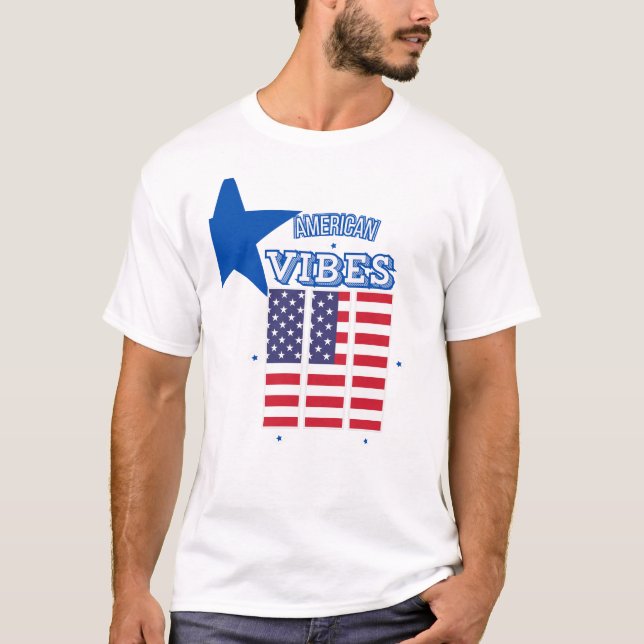 American Vibes USA flagga | Patriotic Stars & Rand T Shirt (Framsida)