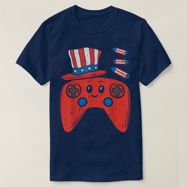 American Video Game Controller 4th Of July Gaming  T Shirt (Design framsida)