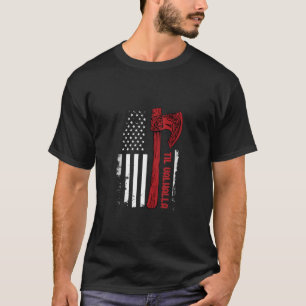 American Viking Ax Flagga Til Valhalla Norse Mytho T Shirt