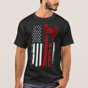 American Viking Ax Flagga Til Valhalla Norse Mytho T Shirt