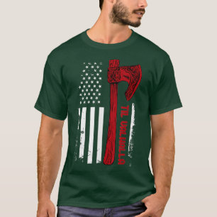 American Viking Ax Flagga Til Valhalla Norse Mytho T Shirt