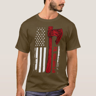American Viking Ax Flagga Til Valhalla Norse Mytho T Shirt
