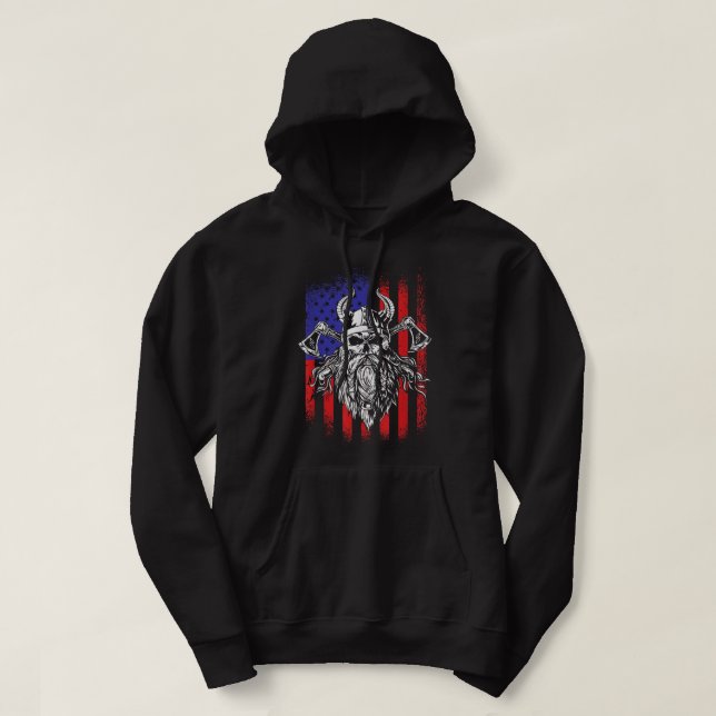 American Viking USA Norse Valhalla Odin America Fl Hoodie (Design framsida)