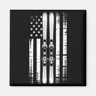 American vintage skiing ski winter mountain usaAme Magnet