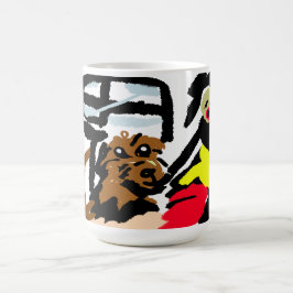 American Water Spaniel och damen går Kaffemugg