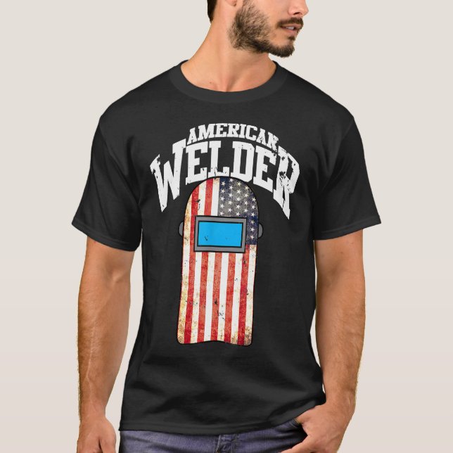 American Welder US Flagga Welding Huva Gift T Shirt (Framsida)
