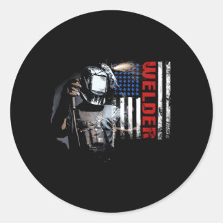 American Welder Welder American Flagga Proud Weldi Runt Klistermärke