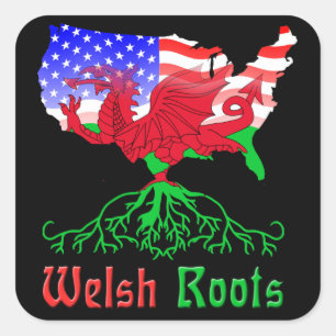 American Welsh Roots Stickers Fyrkantigt Klistermärke