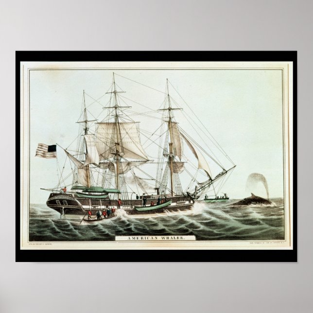 American Whaler, graverad av Nathaniel Currier Poster (Framsidan)