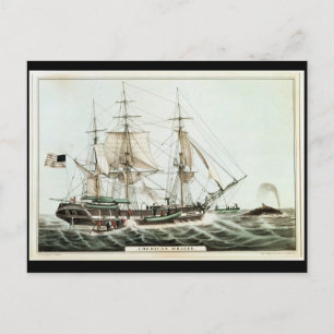 American Whaler, graverad av Nathaniel Currier Vykort