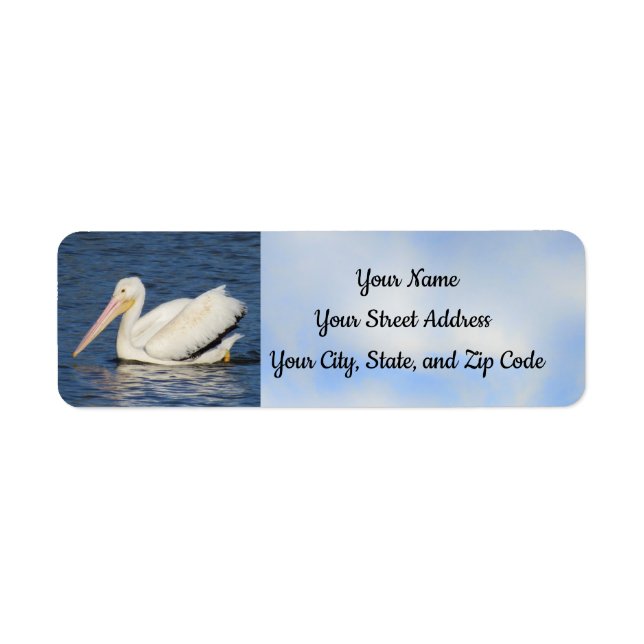 American White Pelican Adressetiketters Returadress Etikett (Framsidan)