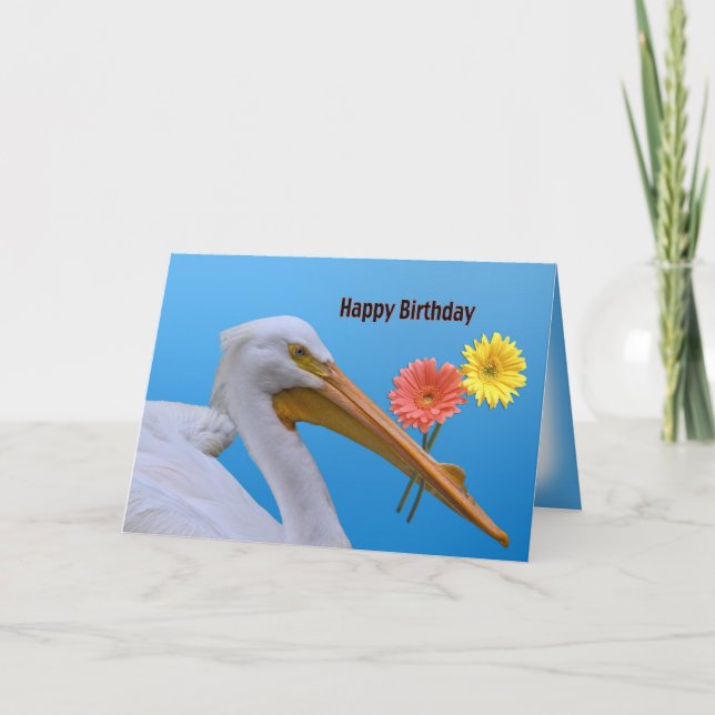 American White Pelican Birthday Card Kort (Framsida)
