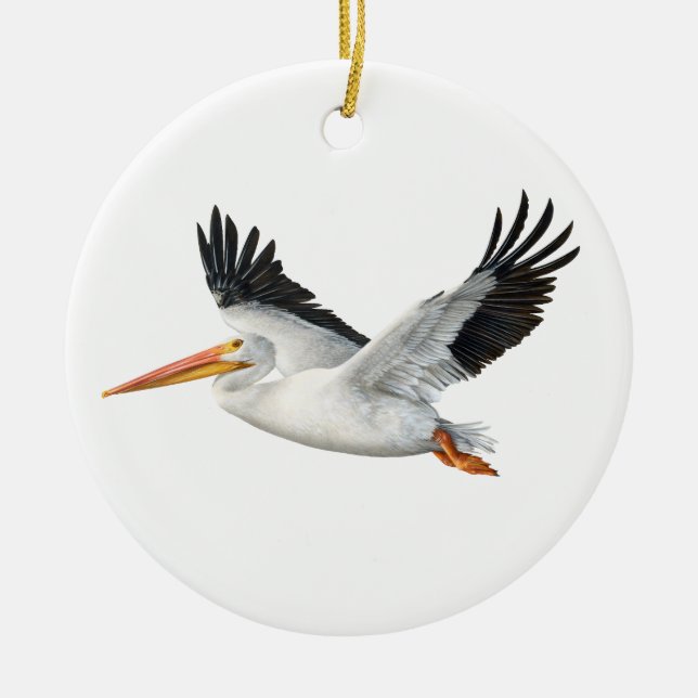 American White Pelican in Flight Ceramic Ornament (Framsidan)