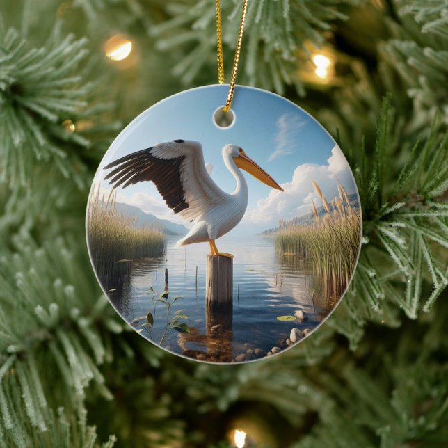 American White Pelican Keepsake Julgransprydnad Keramik (Skapare uppladdad)