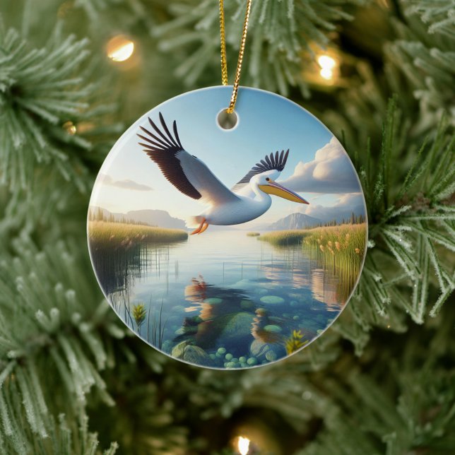 American White Pelican Keepsake Julgransprydnad Keramik (Skapare uppladdad)