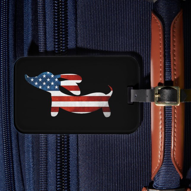 American Wiener Dachshund Luggage Bag Märkre Bagagebricka (Framsida Insitu 4)