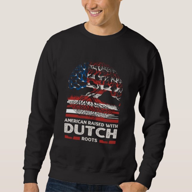 American with Dutch Roots Patriotic Netherlands Lång Ärmad Tröja (Framsida)