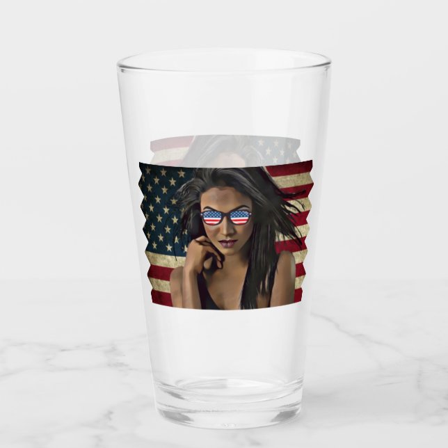 American Woman Distress American Flagga Glaskopp (Framsida)