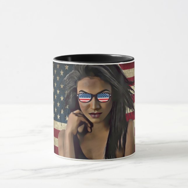 American Woman Distress American Flagga Mugg (Center)