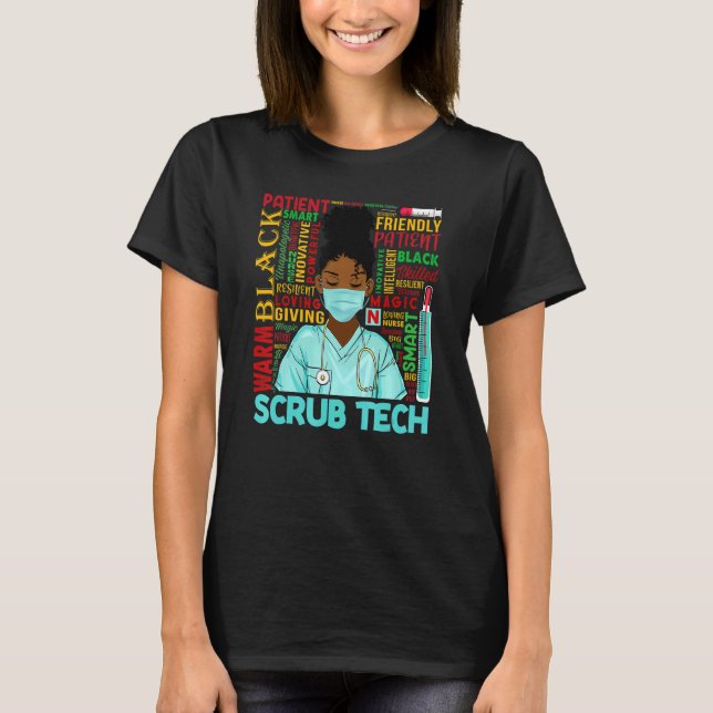 American Women Black SCrub Tech Black Hist T Shirt (Framsida)