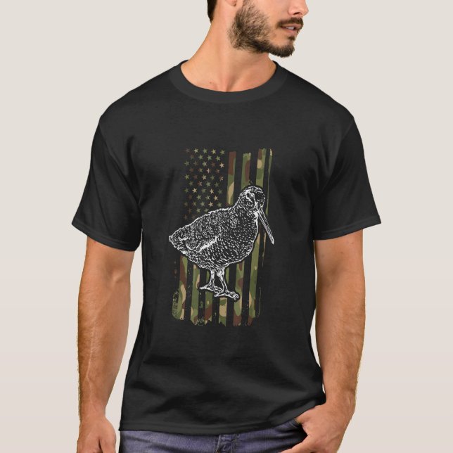 American Woodcock Camo Bogsucker Woodcock Hunting T Shirt (Framsida)