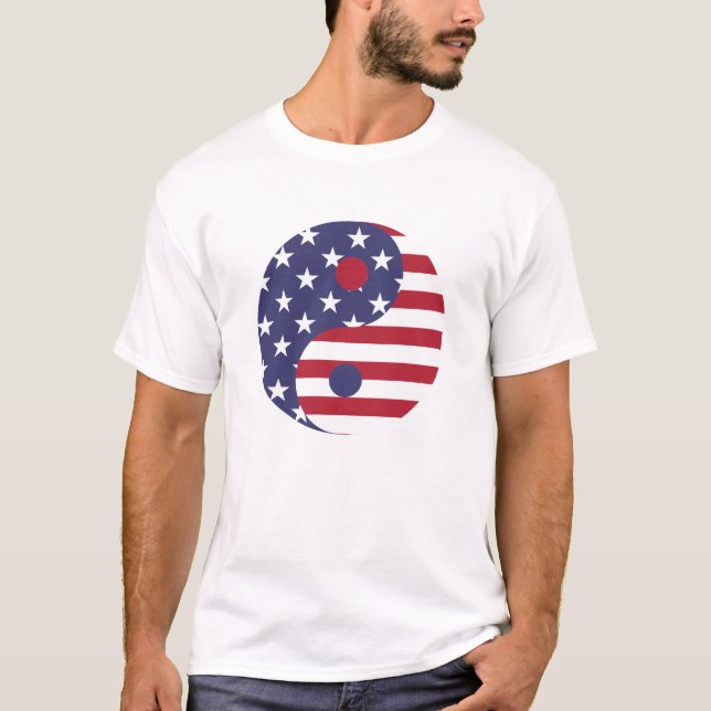 American Ying and Yang T Shirt (Framsida)
